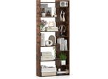 Costway Libreria A 6 Livelli, Scaffale In Legno Con 2 Chiusure A Ribalta, Scaffale Espositivo, Scaffale Di Stoccaggio In Piedi, 69X22X163Cm, Caffè