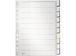 Leitz 4370-00-00 4370 Indice - Pp, Bianco, A4 Extra Largo, 10 Fogli, Grigio