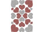 Adesivo Herma Magic "Cuori Rossi E Argento"", Glitterato"