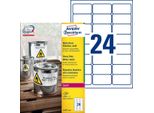 Avery Durable Heavy Duty L4773 - Poliestere - Adesivo Permanente - Bianco - 63,5 X 33,9 Mm 2400 Etichette (100 Fogli X 24) Etichette (L4773-100)