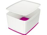 Leitz 5216-10-23 Contenitore Mybox Grande A4 Con Coperchio Abs Bianco/Rosa(S)