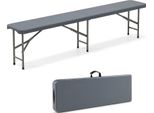 Costway Panca Per Birra Pieghevole, Panca Pieghevole In Plastica, Panca Per Tenda Da Birra Con Maniglia Per Il Trasporto, Panca Pieghevole, Panca Da Campeggio, Panca Da Giardino, Panca Fino A 600 Kg 180X30X43 Cm Grigio