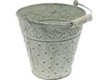 Secchio Decorativo Bianco Lavato Ø20,5 Cm Fioriera Vintage In Metallo