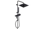Joho Nero Colonna Doccia Acciaio Inox Senza Miscelatore Regolabili Asta Doccia Soffione Doccetta Porta Ogetti Mensola Quadrato 25X25 Cm