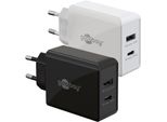 Goobay 61674 Caricabatterie Doppio Veloce USB-C™ Pd (30 W) Bianco, Bianco - 1X Connessione USB-C™ (Power Delivery) E 1X Connessione USB-A