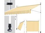 Tenda Da Sole Per Balcone Fiqops Tenda Resistente Ai Raggi Uv E All'acqua, Retrattile Da 2,5 M, Gialla E Bianca