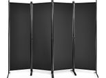 Costway Parete Divisoria In 4 Parti, Altezza 173 Cm, Parete Divisoria Pieghevole, Schermo A Parete Per La Privacy, Schermo A Parete Con Struttura In Metallo, Per Casa, Ufficio, Terrazza (Nero)