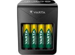 4X Varta 64761 Varta Lcd Plug Charger+ (Tipo 57687) Incl. 4X Aa 2100 Mah, Nero - Carica Contemporaneamente 1X Batteria Ricaricabile Da 9 V O Fino A 4X Batterie Ricaricabili Aa O Batterie Ricaricabili Aaa (Nimh)