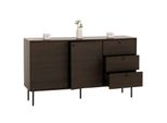 Kommode MCW-N78, Sideboard, 3 Schubladen 2 TüRen, Skandinavischer Stil Metall Holz Melamin Mvg 85X150X40Cm ~ Dunkelbraun