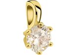 KettenanhäNger Firetti "Schmuck Geschenk Gold 375 Halsschmuck AnhäNger SolitäR", Gold (Gelbgoldfarben, Kristallweiß, Kristallweiß), SchmuckanhäNger, Damen, Gelbgold 375, 1,05 G, KettenanhäNger, Mit Zirkonia (Synth.)
