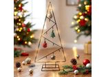 Abete Led Nero Con 9 Ganci - Circa 77 X 36 Cm - Espositore Decorativo Illuminato (9 Ganci)