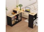Abrihome Tavolo Da Bar Allungabile Girevole A 360°, Tavolo Da Sala Da Pranzo Con Armadietto E Spazio Di Archiviazione, Credenza Per Tavolo Da Bar, Nero