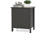 Comodino Con 3 Cassetti Costway, Comodino Per Letto A Molle, Cassettiera Per Letto, Console Per Letto, Tavolino 56X45X66Cm Nero