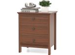 Comodino Costway Con 3 Cassetti, Comodino Per Letto A Baldacchino, Cassettiera Da Letto, Console Da Letto, Tavolino 56X45X66Cm In Noce