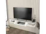 Mobiletto Porta Tv 'Aar' Con 3 Scomparti Aperti 135 X 30 X 16 Cm Bianco