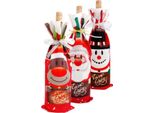 Portabottiglie - Borsa Portabottiglie - Natale - Babbo Natale - Albero Di Natale - Natale - Natale - Set Di 3 - Renna Rudolph/Santa Claus Rosso/Snowman