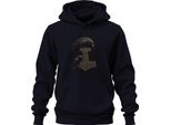Martello Di Thor Con Corvo Mitologia Norrena Arte Runica Vichinga Felpa Con Cappuccio Unisex, Blu, 3XL