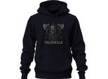 Valhalla Guerriero Vichingo Odino Ascia Mitologia Norrena Berserker Unisex Felpa Con Cappuccio, Navy, 3XL