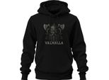 Valhalla Guerriero Vichingo Odino Ascia Mitologia Norrena Berserker Unisex Felpa Con Cappuccio, Nero, S