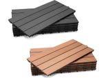 Tolletour 6 Piastrelle Per Patio In Wpc 30X60Cm, Piastrelle In Plastica A Incastro Effetto Legno, Piastrelle In Legno Antiscivolo, Antracite - 1Mq