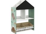 Scaffale Per Bambini A Forma Di Casa Con Lavagna E Spazio Di Archiviazione, Organizzatore Di Giocattoli