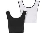 Urban Classics Top Damen Ladies Contrast Cropped Top (2Er Pack) Schwarz/Weiß L
