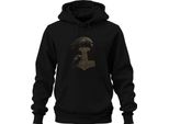 Martello Di Thor Con Corvo Mitologia Norrena Arte Runica Vichinga Felpa Con Cappuccio Unisex, Nero, Xl