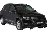 Barra Di Protezione Paraurti Anteriore Per Vw Tiguan 2011-2015 ø76Mm Acciaio Protezione Nera