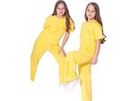 Mod Jeans | Set 2 Pezzi Bambina - Giallo - T-Shirt E Pantaloni In Cotone - Comodo Ed Elegante Taglia 134, Età 9 Anni