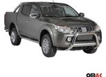 Barra Di Protezione Paraurti Anteriore Per Mitsubishi L200 2015-2018 ø76Mm Acciaio Argento