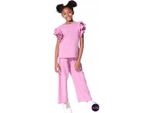 Mod Jeans | Set Estivo Bambina -Viola - T-Shirt Con Volant - Pantaloni Comodi Ed Elasticizzati - Ideale Per La Scuola E Il Tempo Libero Taglia 134, Età 9 Anni