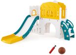 Scivolo Per Bambini Costway, Scivolo Per Bambini 9 In 1 Con Canestro, Struttura Per Arrampicata, Tunnel, Telescopio E Spazio Di Archiviazione, Indoor, Parco Giochi Per Bambini 1+ (Giallo+Verde)