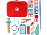 Piccolo Medico In Legno - Set Medico Con Accessori Magnetici E Valigia Per Bambini Da 3 Anni