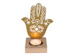 Ootb Porta Tealight In Metallo Dorato Con Base In Legno