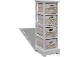 The Living Store Armadio In Legno Con 4 Cestini In Vimini Bianco