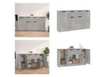 Vidaxl Credenze 3 Pezzi. Materiale A Base Di Legno Grigio Cemento - Credenza - Credenze - Armadio - Armadio Portaoggetti