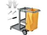Carrello Per Le Pulizie Vevor Carrello Per Le Pulizie Con 3 Scomparti, Carrello Per L'igiene Carrello Per Le Pulizie Con Capacità Di Carico Di 90,7 Kg, Grigio Carrello Per Mop In Pp Carrello Di Sistema Con Sacco Per Rifiuti In Pvc, Adatto Per Uffici, Centri Commerciali, Hotel