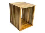 Tavolino In Teak - Tavolino Sgabello In Legno - Legno Massiccio - Cubo A Doghe In Legno