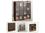 The Living Store Libreria Con Ante Rovere Fumé 136X37X142Cm Materiale Legno