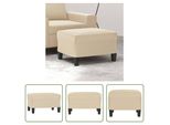 The Living Store Poggiapiedi Crema 60X50X41 Cm In Tessuto Microfibra