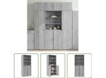 The Living Store Credenza Grey Sonoma 80X42,5X185 Cm Materiale A Base Di Legno
