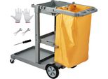 Succebuy Carrello Per Le Pulizie, Carrello Commerciale Per Le Pulizie Con 3 Ripiani, Capacità Di Carico Di 200 Libbre, Carrello Domestico In Plastica Con Sacco In Pvc Da 25 Galloni, 120 X 51 X 98 Cm, Giallo/Grigio