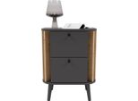 Comodino Pure A 2 Cassetti Grigio, Decoro Rovere.