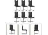 The Living Store Sedia A Sbalzo 6 Pz. Similcuoio Grigia