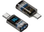 Inf Adattatore Usb Femmina A TYPE-C Maschio Con Display Digitale, Nero Trasparente (2 Pezzi)