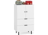 Credenza In Legno Costway, Mobile Buffet Con Gambe In Metallo, Cassetti E Ante, Mobile Contenitore, 60X41,5X102Cm, Bianco