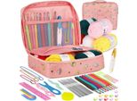 Set Completo Per Uncinetto 59 Pezzi - Set Iniziale Con Ganci Ergonomici, Filati E Organizer Per Principianti E Avanzati