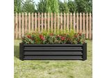 Fioriera Flieks Senza Base, Fioriera In Acciaio Zincato, Letto Rialzato Da Giardino 120X60X30Cm, Nero