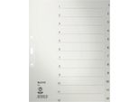 Leitz 1233-00-85 Indice Numerico - 1-12, Carta, A4 Extra-Large, 12 Fogli, Grigio