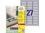 Avery Durable Heavy Duty L6011 - Poliestere - Adesivo Permanente - Argento - 63,5 X 29,6 Mm 2700 Etichette (100 Fogli X 27) Etichette (L6011-100)